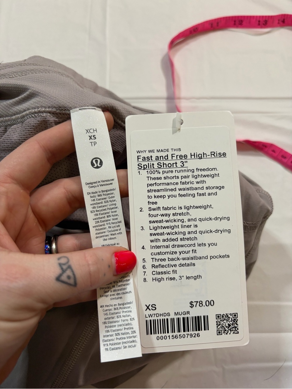 NWT Lululemon Fast & Free High-Rise Split Short 3" (Mauve Grey) Size XS - Picture 5 of 8